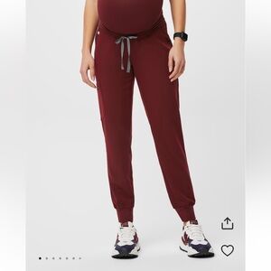 Figs Women's Burgundy maternity Jogger Pants